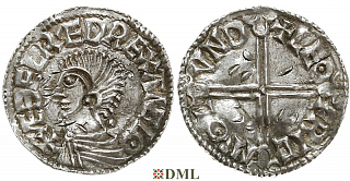 Денарий, Англия, Æthelred II (978-1016), м.д. London, монетарий Leofric, North 774