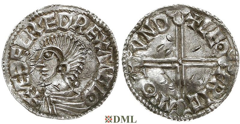 Денарий, Англия, Æthelred II (978-1016), м.д. London, монетарий Leofric, North 774