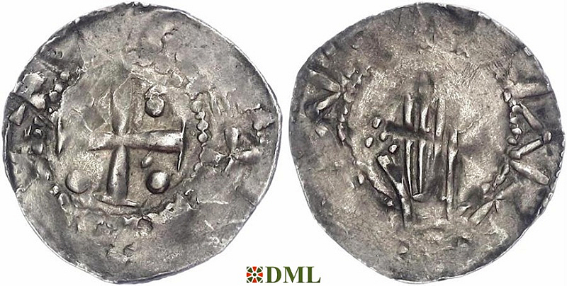 Денарий, Германия, Швабия, Konrad II (1024-1039), м.д. Esslingen, Dbg.