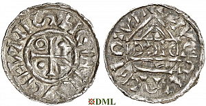 Денарий, Германия, Бавария, Heinrich IV (995-1002), м.д. Nabburg, монетарий DICCI, Hahn 1976, 73a1