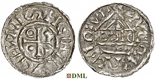 Денарий, Германия, Бавария, Heinrich IV (995-1002), м.д. Nabburg, монетарий DICCI, Hahn 1976, 73a1