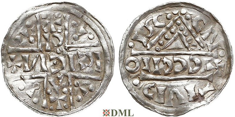 Денарий, Германия, Бавария, Heinrich V (1018-1026), м.д. Regensburg, монетарий CCCIIO, Hahn 1976, 31d9