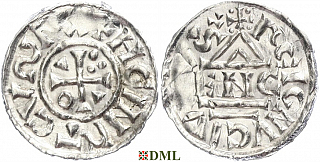 Денарий, Германия, Бавария, Heinrich II (1002-1024), м.д. Regensburg, монетарий ENC, Hahn 1976, 27d6