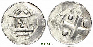 Денарий, Германия, Франкония, Otto III (983–1002), м.д. Mainz, Dbg. 778/779