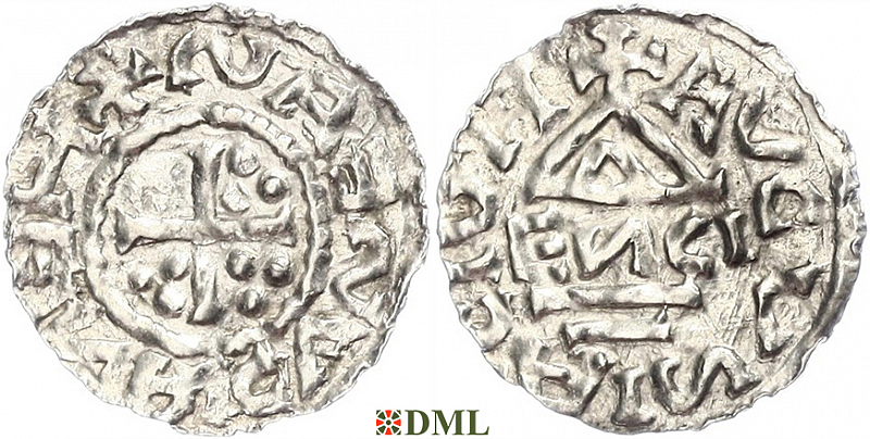 Денарий, Германия, Швабия, Heinrich I (973-982), м.д. Augsburg, монетарий EИCI, Hahn 1976, 134a1