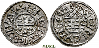 Денарий, Германия, Бавария, Heinrich II (1002-1024), м.д. Regensburg, монетарий ECCO, Hahn 1976, 27c2.3