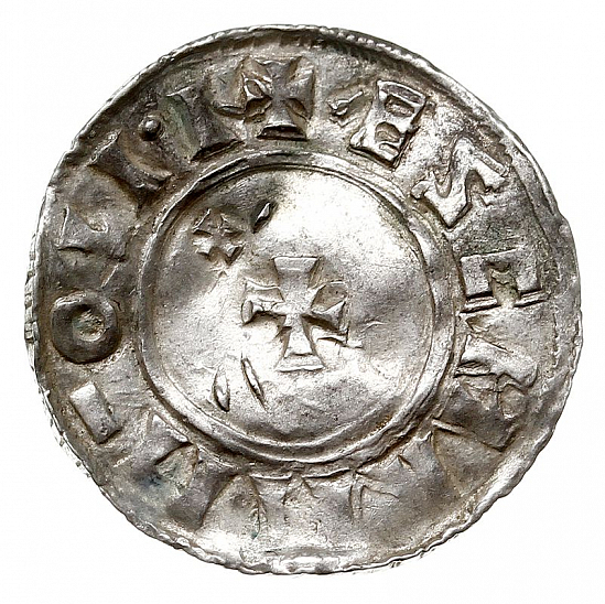 Денарий, Англия, Æthelred II (978-1016), м.д. Lincoln, монетарий Aesceman, North 777