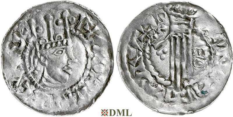 Денарий, Германия, Швабия, Heinrich II (1002-1024), м.д. Esslingen, Dbg. 951