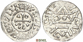 Денарий, Германия, Бавария, Heinrich II (1002-1024), м.д. Regensburg, монетарий HƆOV, Hahn 1976, 27i1