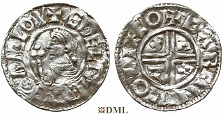Денарий, Англия, Æthelred II (978-1016), м.д. Lincoln, монетарий Garfin, North 770