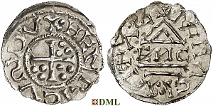Денарий, Германия, Бавария, Heinrich II (955-976), м.д. Regensburg, монетарий EИC, Hahn 1976, 15e2