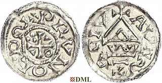 Денарий, Германия, Швабия, Bruno (1006-1029), м.д. Augsburg, монетарий WI, Hahn 1976, 142a2