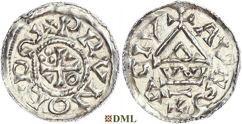 Денарий, Германия, Швабия, Bruno (1006-1029), м.д. Augsburg, монетарий WI, Hahn 1976, 142a2