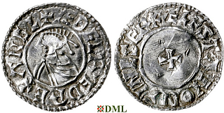 Денарий, Англия, Æthelred II (978-1016), м.д. Winchester, монетарийÆlfstan, North 777