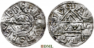 Денарий, Германия, Швабия, Liutolf (989-995), м.д. Augsburg, монетарий WI, Hahn 1976, 138a1