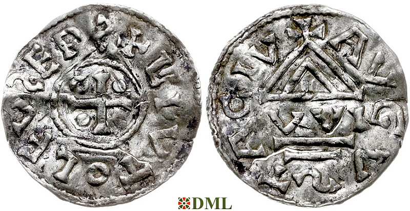 Денарий, Германия, Швабия, Liutolf (989-995), м.д. Augsburg, монетарий WI, Hahn 1976, 138a1