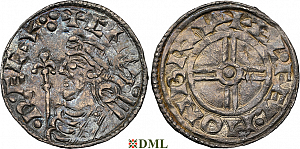 Денарий, Англия, Cnut  (1016-1035), м.д. Bruton, монетарий Ælfelm, North 790