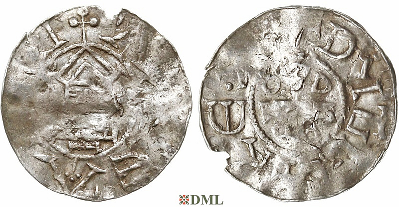Денарий, Германия, Саксония, Нижняя Саксония , Otto III (983-1002), м.д. Goslar, type OAP