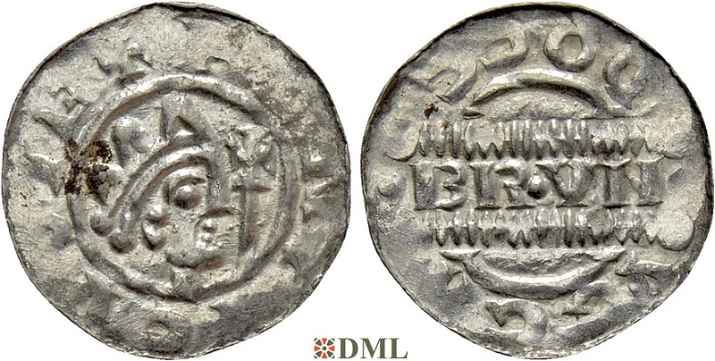 Денарий, Германия, Нижняя Лотарингия, Bruno III (1050-1057), м.д. Dokkum, Ilisch 2000, 21.19