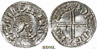 Денарий, Англия, Æthelred II (978-1016), м.д. Lincoln, монетарий Dreng, North 774