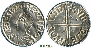 Денарий, Англия, Æthelred II (978-1016), м.д. London, монетарий Leofric, North 774