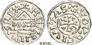 Денарий, Германия, Бавария, Heinrich II (1002-1024), м.д. Neuburg, монетарий DIOTP, Hahn 1976, 84a1