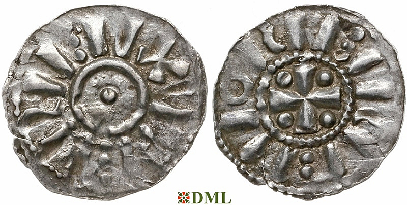 Денарий, Германия, Нижняя Лотарингия, Heinrich II (1002-1024), unknown mints, Ilisch 2000, 20.6