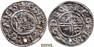 Денарий, Англия, Æthelred II (978-1016), м.д. Thetford, монетарий Leofpine, North 770