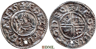 Денарий, Англия, Æthelred II (978-1016), м.д. Thetford, монетарий Leofpine, North 770