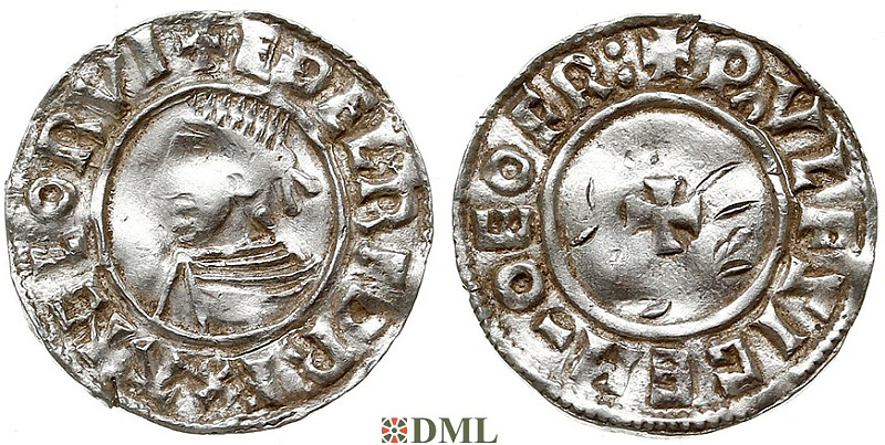 Денарий, Англия, Æthelred II (978-1016), м.д. York, монетарий Wulfsige, North 777