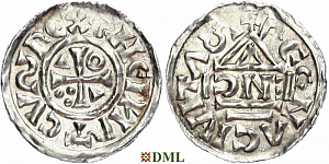 Денарий, Германия, Бавария, Heinrich II (1002-1024), м.д. Regensburg, монетарий ENCI, Hahn 1976, 27d2