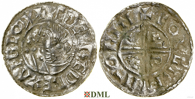 Денарий, Англия, Æthelred II (978-1016), м.д. Lincoln, монетарий Colgrim, North 770
