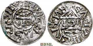 Денарий, Германия, Бавария, Heinrich II (1002-1024), м.д. Nabburg, монетарий IICIV, Hahn 1976, 74a1