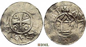 Денарий, Германия, Саксония, Otto III (983-1002), м.д. Goslar, type OAP