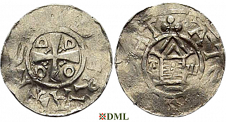 Денарий, Германия, Саксония, Otto III (983-1002), м.д. Goslar, type OAP