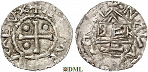 Денарий, Германия, Бавария, Heinrich I (948-955), м.д. Nabburg, монетарий PER, Hahn 1976, 65a1.A