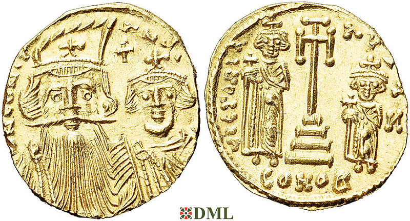 Солид, Византия, Constans II (641-668) и Constantine IV (654-668), м.д. Constantinople