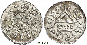 Денарий, Германия, Швабия, Bruno (1006-1029), м.д. Augsburg, монетарий WI, Hahn 1976, 142a2