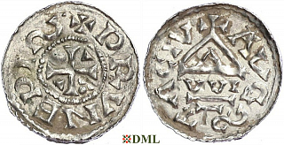 Денарий, Германия, Швабия, Bruno (1006-1029), м.д. Augsburg, монетарий WI, Hahn 1976, 142a2