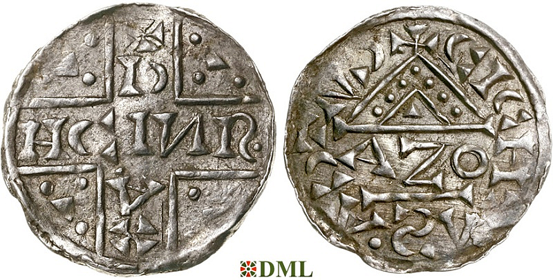 Денарий, Германия, Бавария, Heinrich V (1018-1023), м.д. Regensburg, монетарий AZO, Hahn 1976, 31b1.2