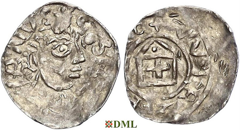 Денарий, Германия, Франкония, Meinhard I (1018-1034), м.д. Wurzburg, Dbg. 859