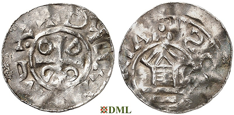 Денарий, Германия, Саксония, Otto III (983-1002), м.д. Hildesheim, Dbg. 706, type OAP