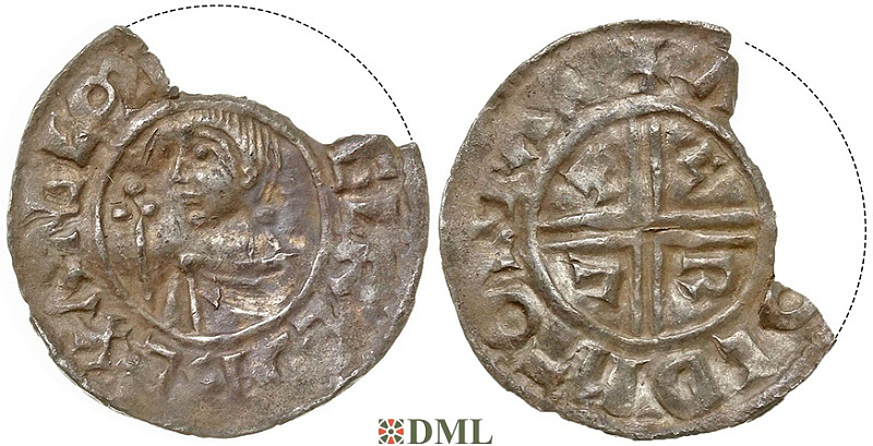 Денарий, Англия, Æthelred II (978-1016), м.д. Stamford, монетарий Ælfwald?, North 770