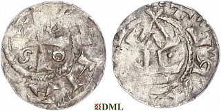 Денарий, Германия, Саксония, Anonymous bishop, м.д. Magdeburg, Dbg 1220