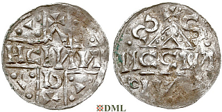 Денарий, Германия, Бавария, Heinrich V (1018-1023), м.д. Salzburg, монетарий CCI, Hahn 1976, 99c4.A