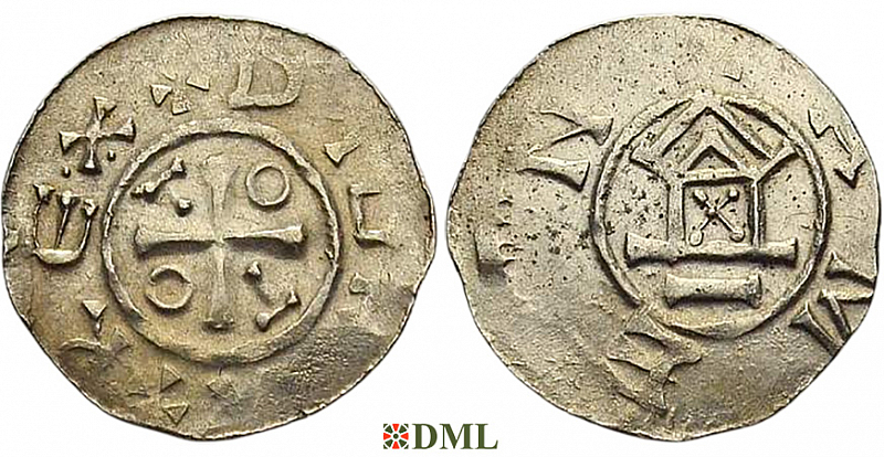 Денарий, Германия, Саксония, Otto III (983-1002), м.д. Goslar, type OAP
