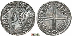 Денарий, Англия, Æthelred II (978-1016), м.д. Lincoln, монетарий Æthelnoth, North 774