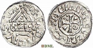 Денарий, Германия, Бавария, Heinrich II (1002-1024), м.д. Cham, монетарий HEIƧ, Hahn 1976, 80b1