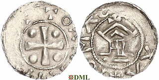 Денарий, Германия, Франкония, Otto II (973-983) - Otto III (983–1002), м.д. Mainz, Dbg. 777