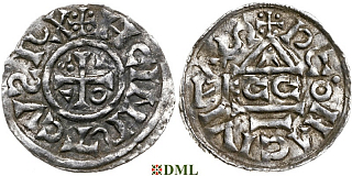 Денарий, Германия, Бавария, Heinrich II (1002-1024), м.д. Regensburg, монетарий ECCO, Hahn 1976, 27c1.3